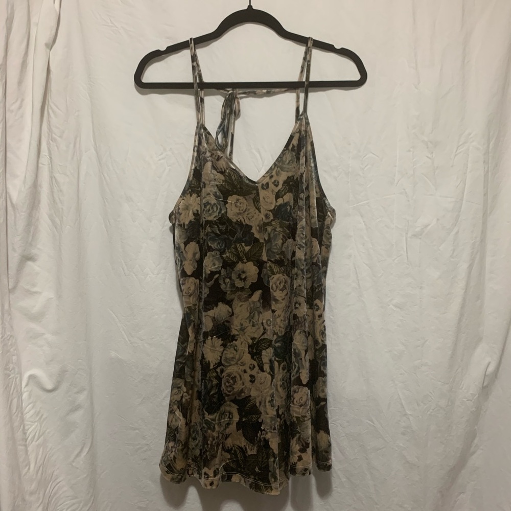 Black floral velvet romper
